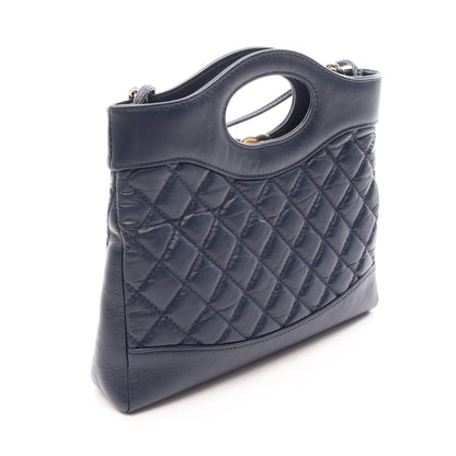 シャネル31 2WAY ショルダーバッグ レザー ネイビー ゴールド金具 シャネル