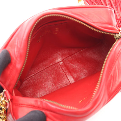 マトラッセ タッセル チェーンショルダーバッグ ラムスキン レッド ゴールド金具 シャネル