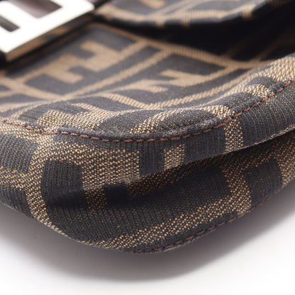 マンマバケット ハンドバッグ キャンバス レザー ブラウン ダークブラウン フェンディ バッグ FENDI