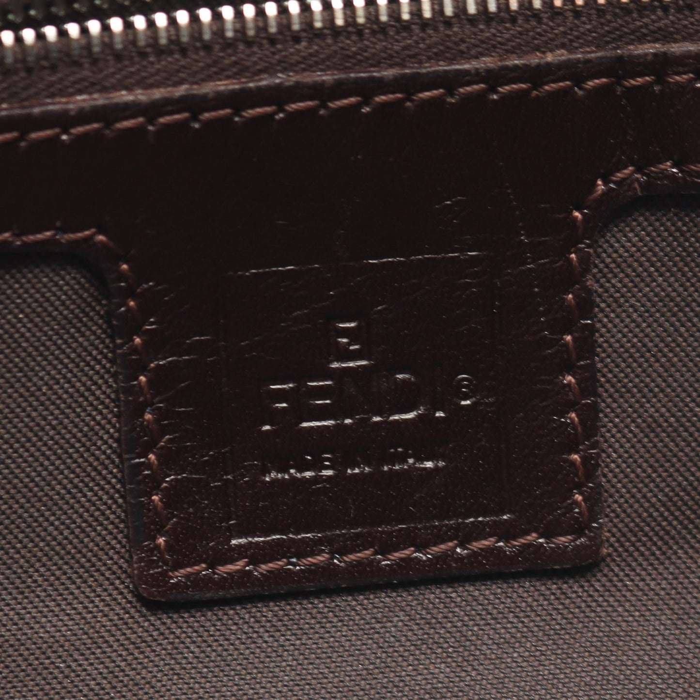 マンマバケット ハンドバッグ キャンバス レザー ブラウン ダークブラウン フェンディ バッグ FENDI