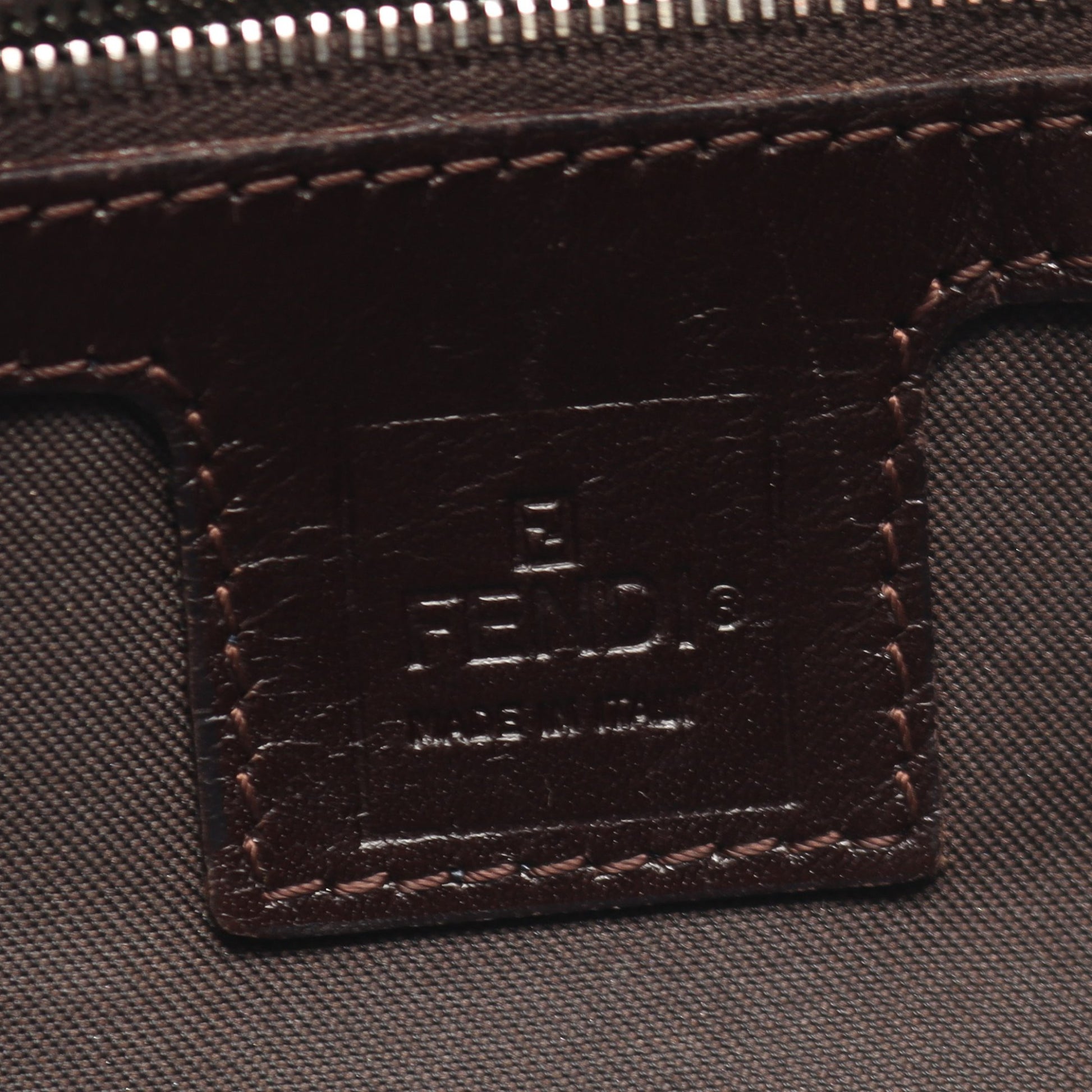 マンマバケット ハンドバッグ キャンバス レザー ブラウン ダークブラウン フェンディ バッグ FENDI