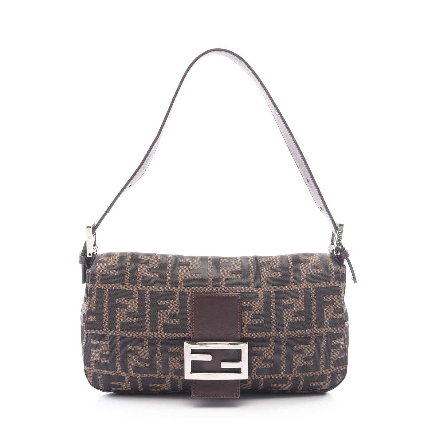 マンマバケット ハンドバッグ キャンバス レザー ブラウン ダークブラウン フェンディ バッグ FENDI