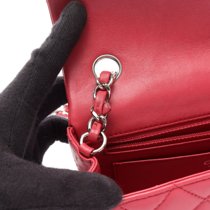 ミニマトラッセ チェーンショルダーバッグ ラムスキン ピンク シルバー金具 シャネル バッグ CHANEL
