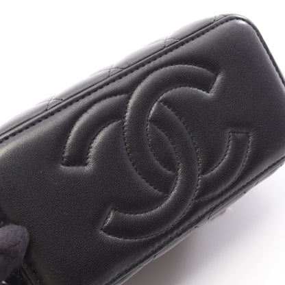 マトラッセ バニティバッグ チェーンショルダーバッグ ラムスキン ブラック ゴールド金具 シャネル バッグ CHANEL