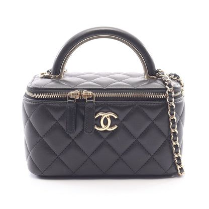 マトラッセ バニティバッグ チェーンショルダーバッグ ラムスキン ブラック ゴールド金具 シャネル バッグ CHANEL