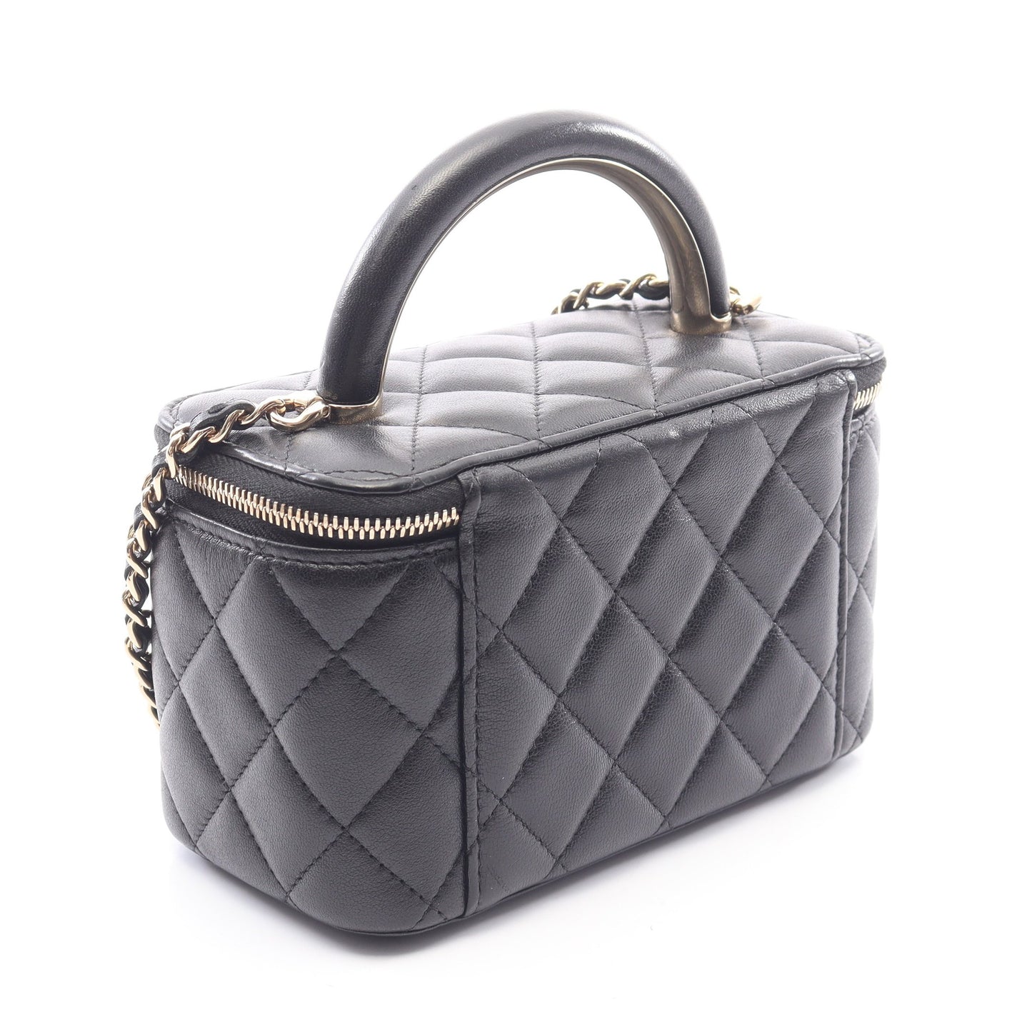 マトラッセ バニティバッグ チェーンショルダーバッグ ラムスキン ブラック ゴールド金具 シャネル バッグ CHANEL
