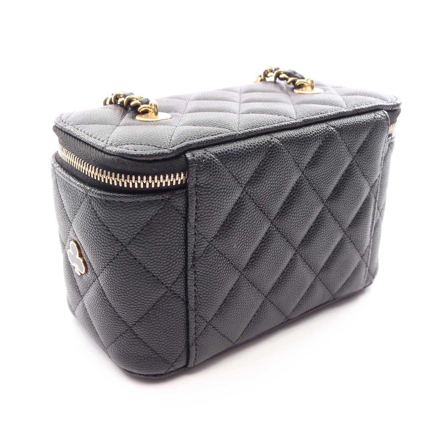 バニティ トランプモチーフ チェーンショルダーバッグ キャビアスキン ブラック ゴールド金具 シャネル バッグ CHANEL