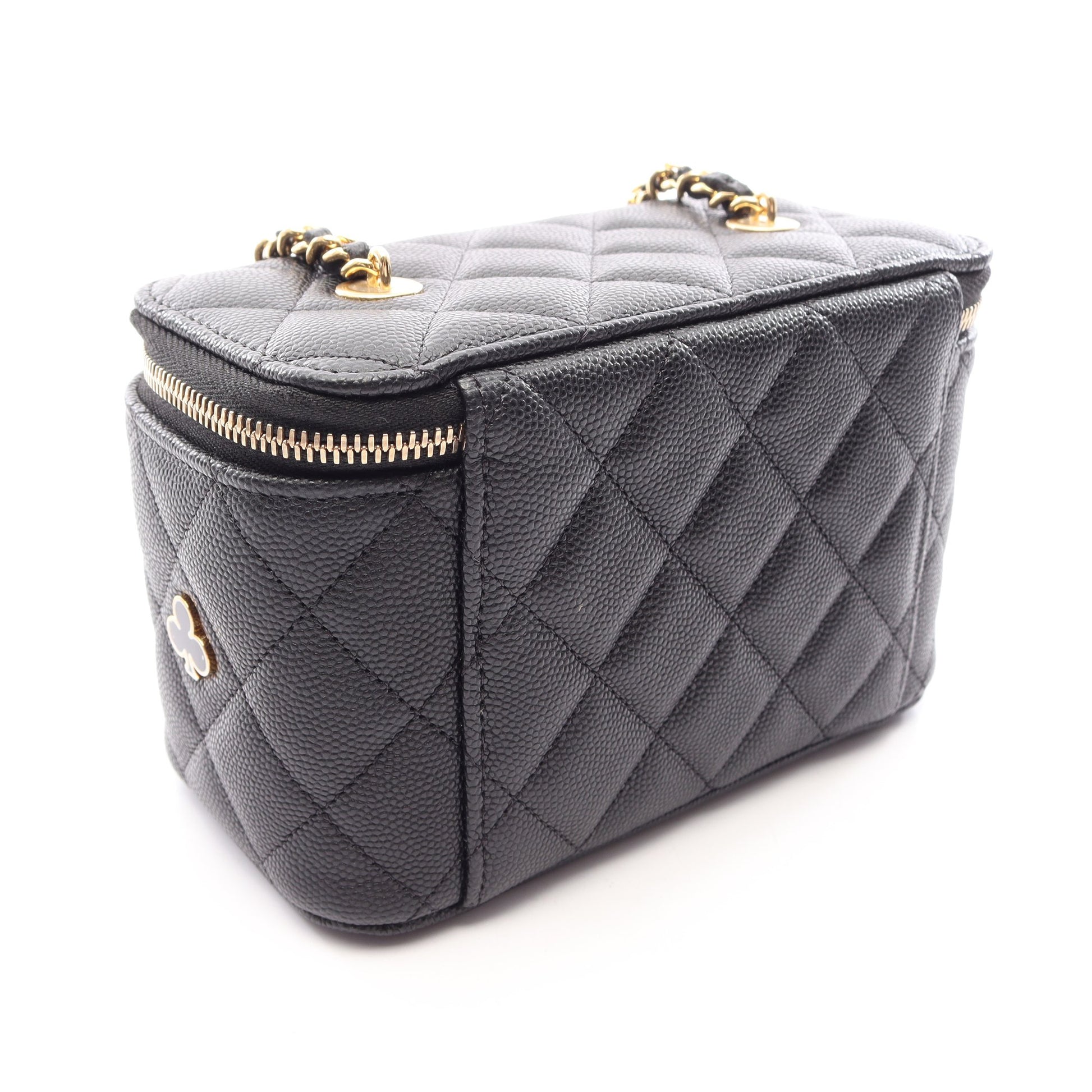 バニティ トランプモチーフ チェーンショルダーバッグ キャビアスキン ブラック ゴールド金具 シャネル バッグ CHANEL