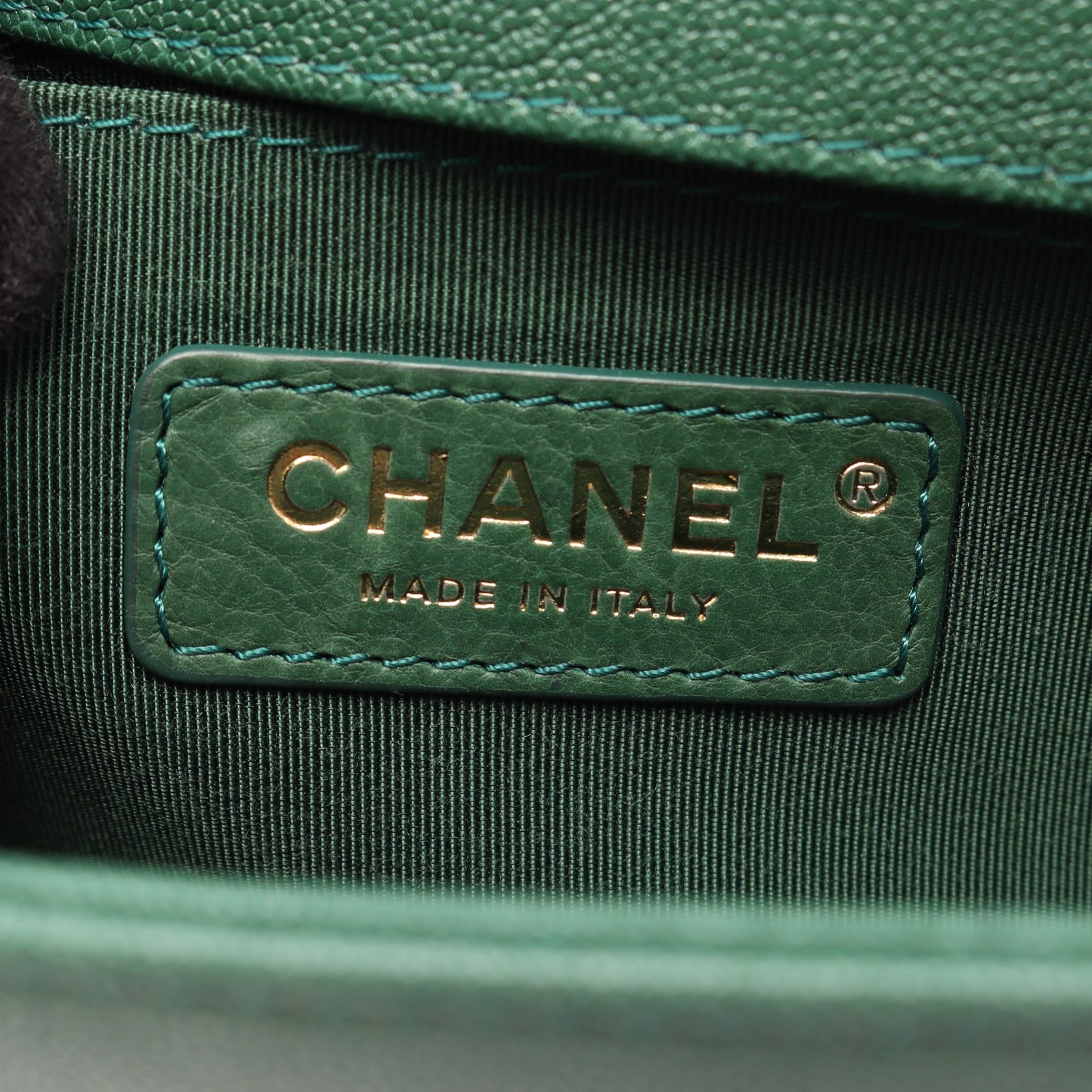 ボーイシャネル スモール チェーンショルダーバッグ キャビアスキン グリーン ゴールド金具 シャネル バッグ CHANEL