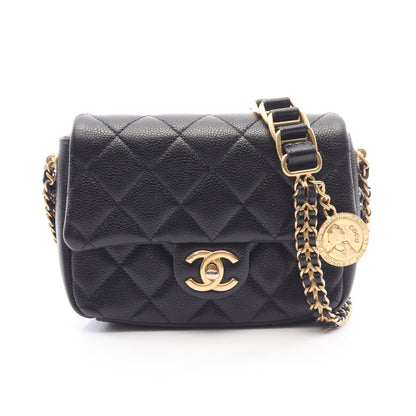 マトラッセ チェーンショルダーバッグ キャビアスキン ブラック ゴールド金具 シャネル バッグ CHANEL