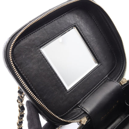 マトラッセ バニティバッグ 2WAY チェーンショルダーバッグ キャビアスキン ブラック ゴールド金具 シャネル バッグ CHANEL