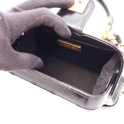マトラッセ トップハンドル 2WAY チェーンショルダーバッグ レザー ブラック ゴールド金具 シャネル バッグ CHANEL