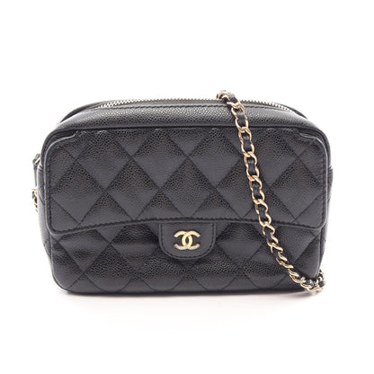 マトラッセ クラシック チェーンショルダーバッグ キャビアスキン ブラック ゴールド金具 シャネル バッグ CHANEL