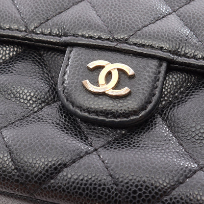 マトラッセ クラシック チェーンショルダーバッグ キャビアスキン ブラック ゴールド金具 シャネル バッグ CHANEL