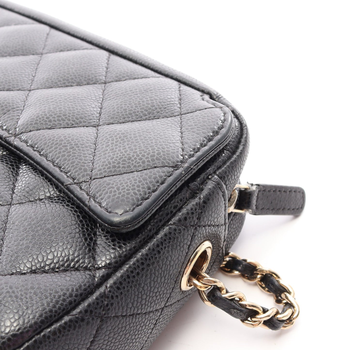 マトラッセ クラシック チェーンショルダーバッグ キャビアスキン ブラック ゴールド金具 シャネル バッグ CHANEL