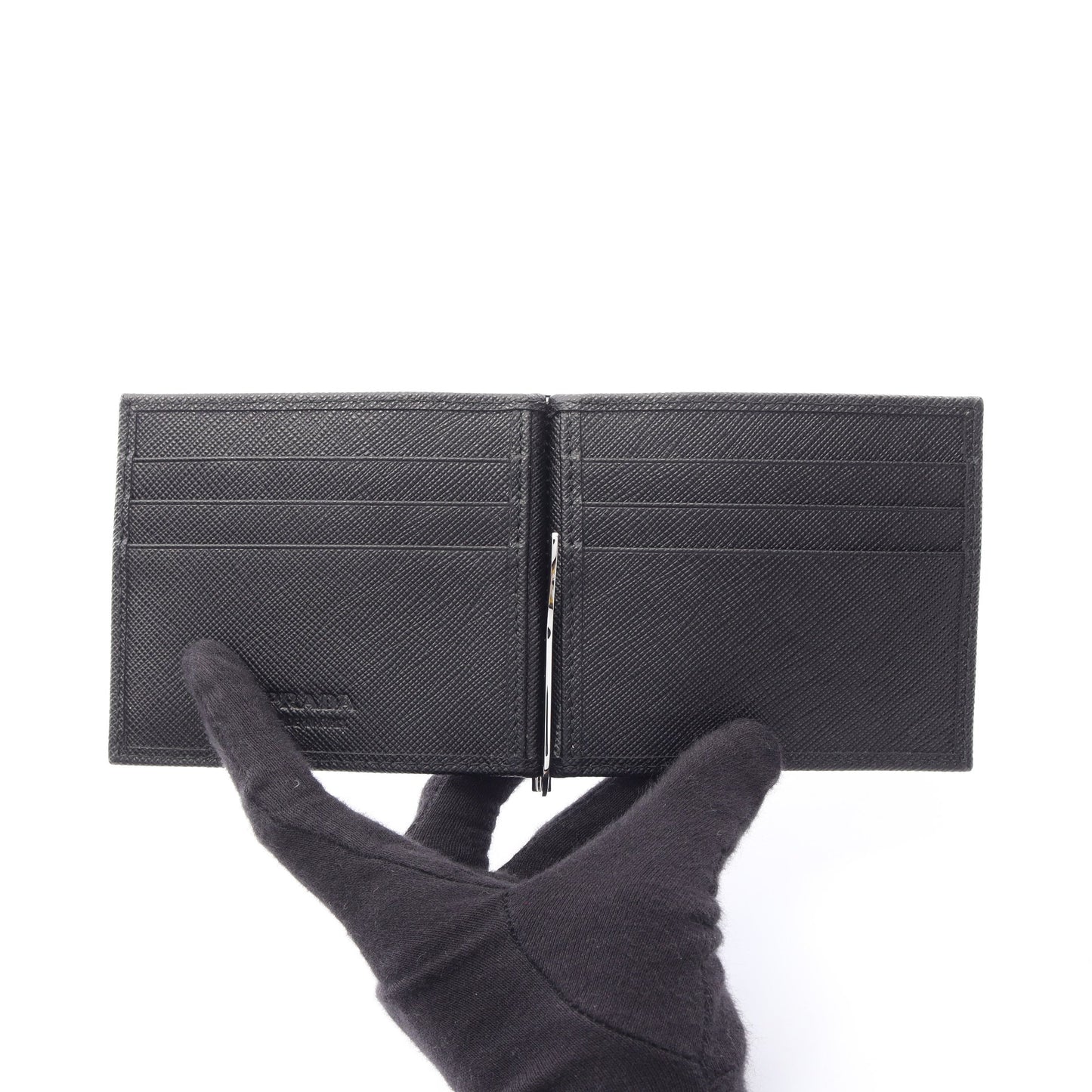 SAFFIANO TRIANG マネークリップ付き 札入れ サフィアーノレザー ブラック プラダ 財布・小物 PRADA
