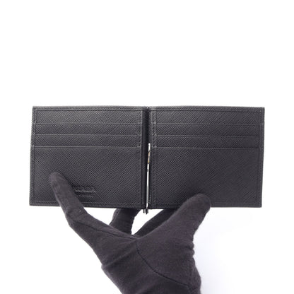 SAFFIANO TRIANG マネークリップ付き 札入れ サフィアーノレザー ブラック プラダ 財布・小物 PRADA