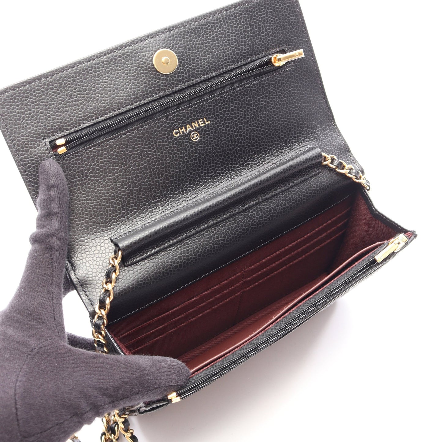 マトラッセ チェーンウォレット キャビアスキン ブラック ゴールド金具 シャネル バッグ CHANEL