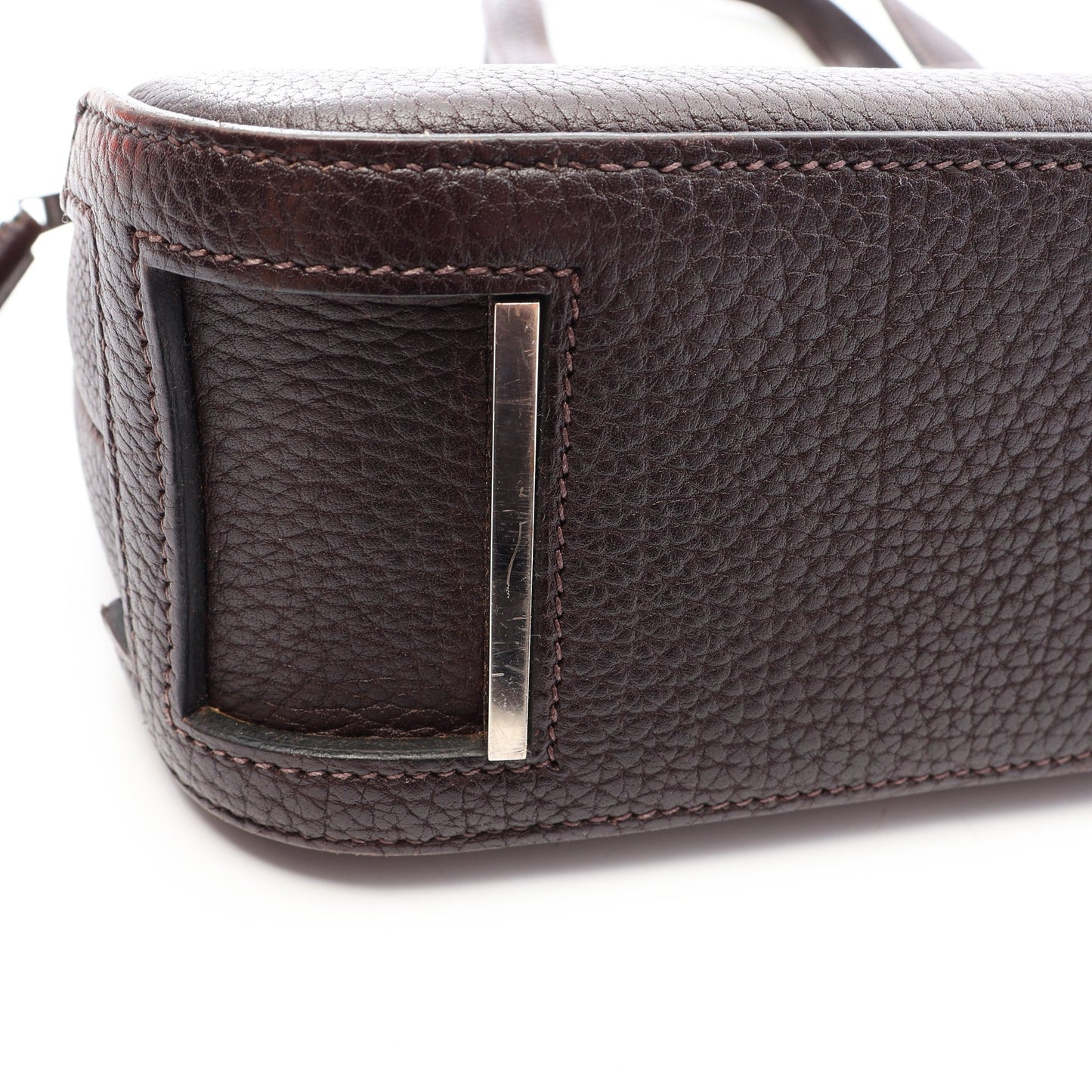 エスカパーダ エベンヌ ハンドバッグ トゴ ダークブラウン シルバー金具 □G刻印 エルメス バッグ HERMES