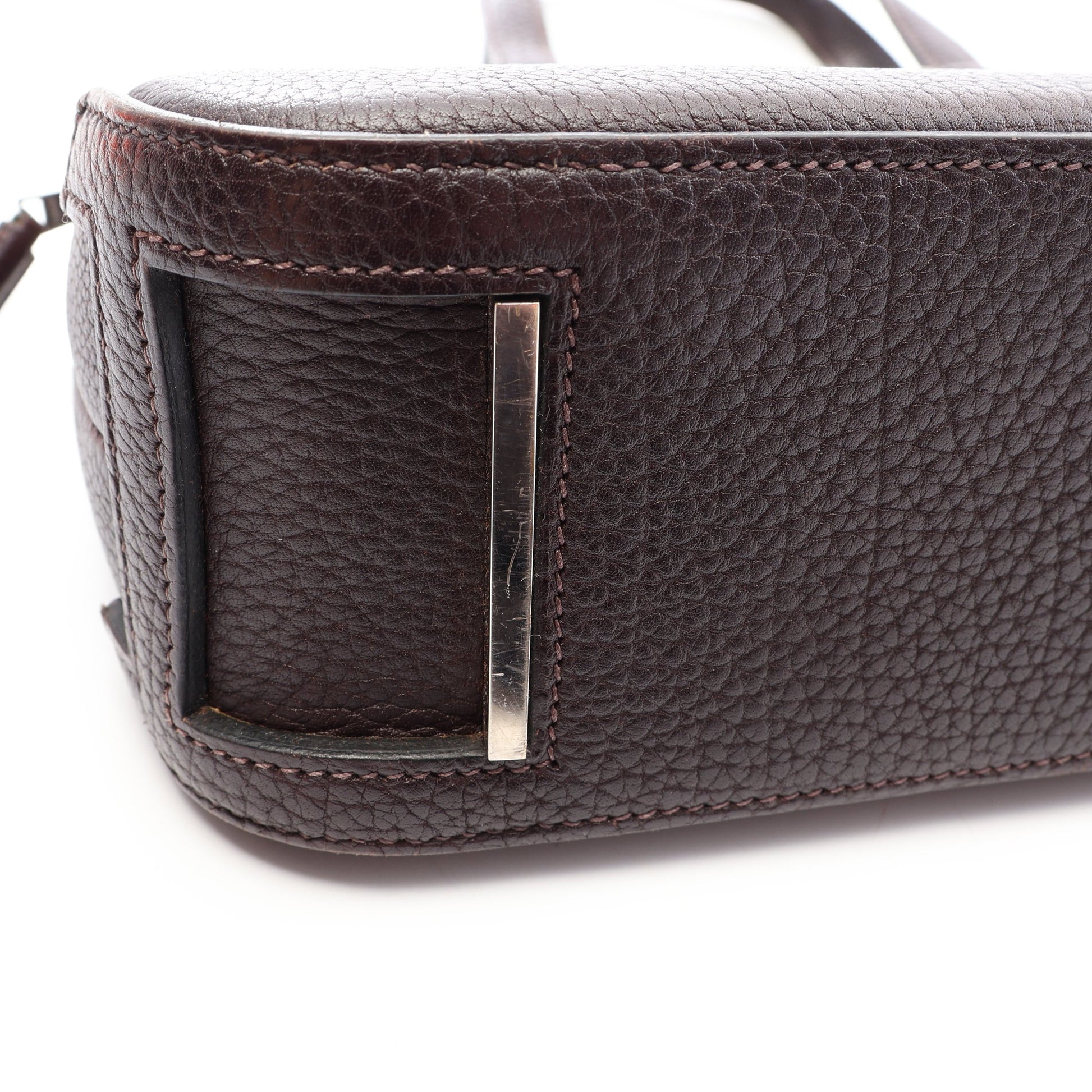 エスカパーダ エベンヌ ハンドバッグ トゴ ダークブラウン シルバー金具 □G刻印 エルメス バッグ HERMES