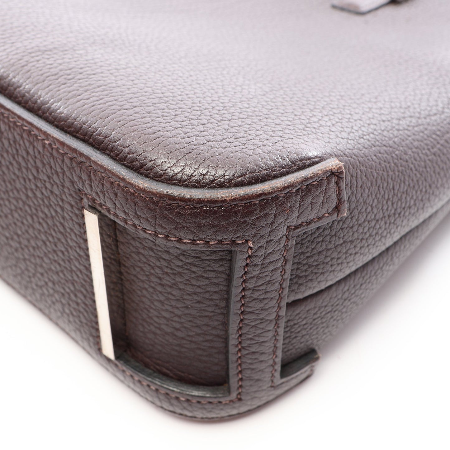 エスカパーダ エベンヌ ハンドバッグ トゴ ダークブラウン シルバー金具 □G刻印 エルメス バッグ HERMES