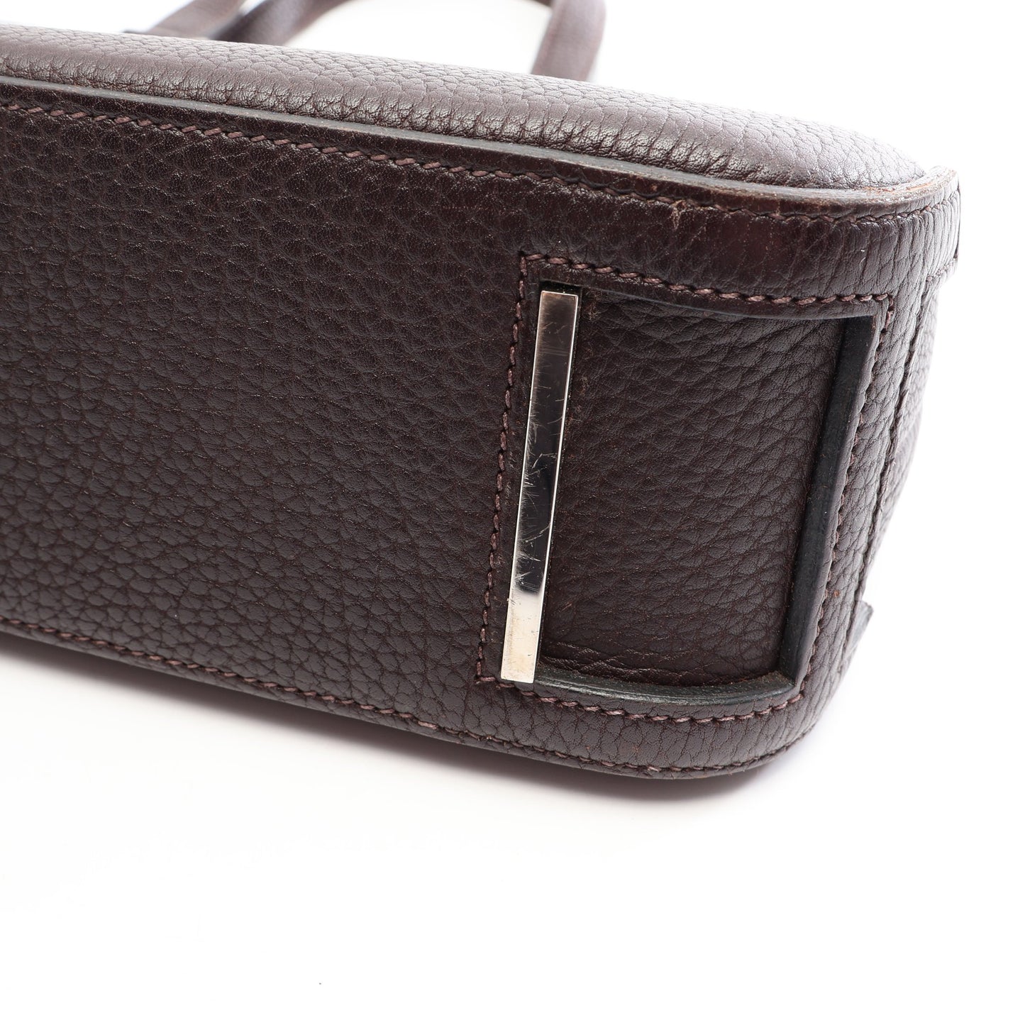 エスカパーダ エベンヌ ハンドバッグ トゴ ダークブラウン シルバー金具 □G刻印 エルメス バッグ HERMES