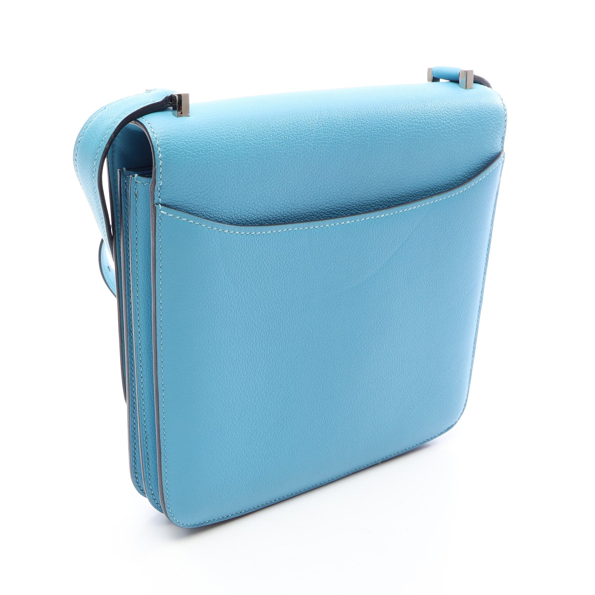 サックエルメス2002 20 ショルダーバッグ エバーカラー ブルー シルバー金具 D刻印 エルメス バッグ HERMES