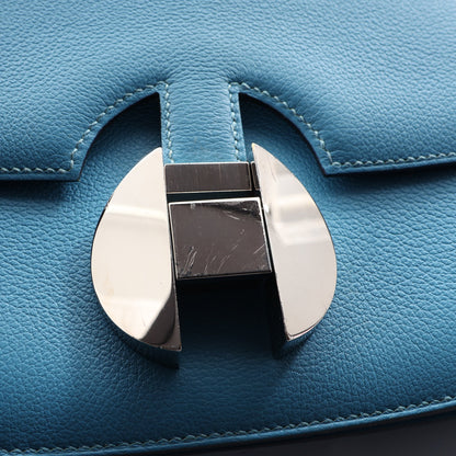 サックエルメス2002 20 ショルダーバッグ エバーカラー ブルー シルバー金具 D刻印 エルメス バッグ HERMES
