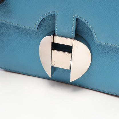 サックエルメス2002 20 ショルダーバッグ エバーカラー ブルー シルバー金具 D刻印 エルメス バッグ HERMES