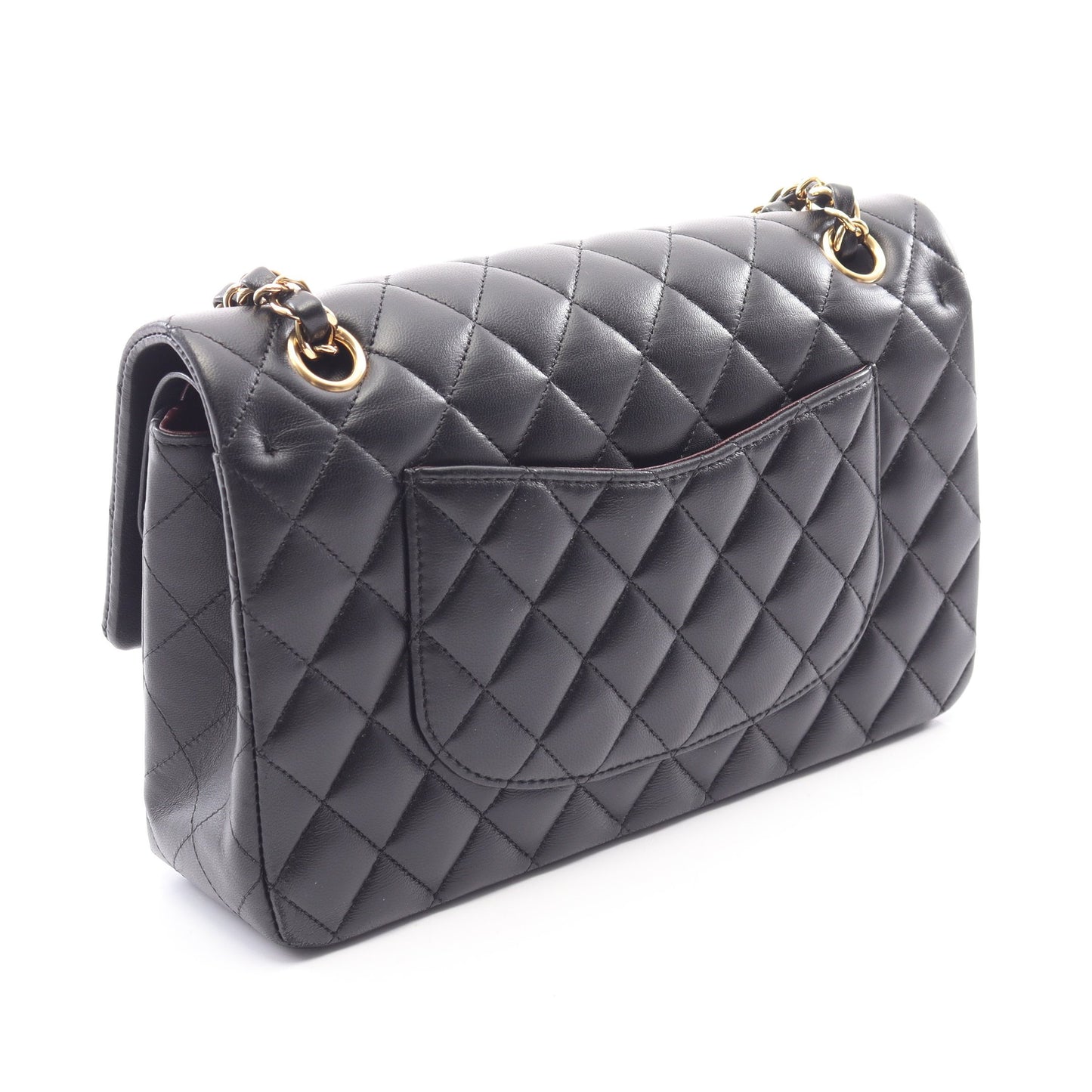 マトラッセ Wフラップ Wチェーンショルダーバッグ ラムスキン ブラック ゴールド金具 シャネル バッグ CHANEL