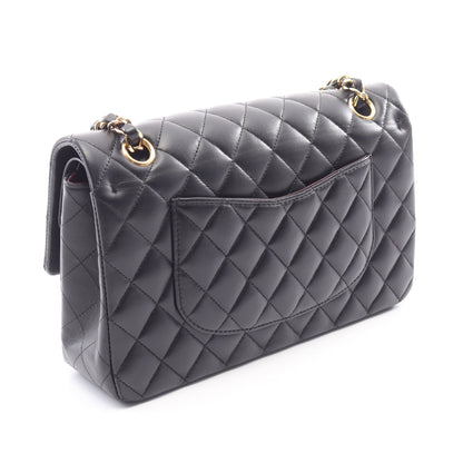 マトラッセ Wフラップ Wチェーンショルダーバッグ ラムスキン ブラック ゴールド金具 シャネル バッグ CHANEL