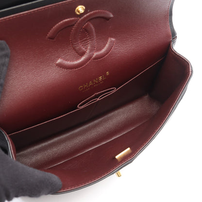 マトラッセ Wフラップ Wチェーンショルダーバッグ ラムスキン ブラック ゴールド金具 シャネル バッグ CHANEL