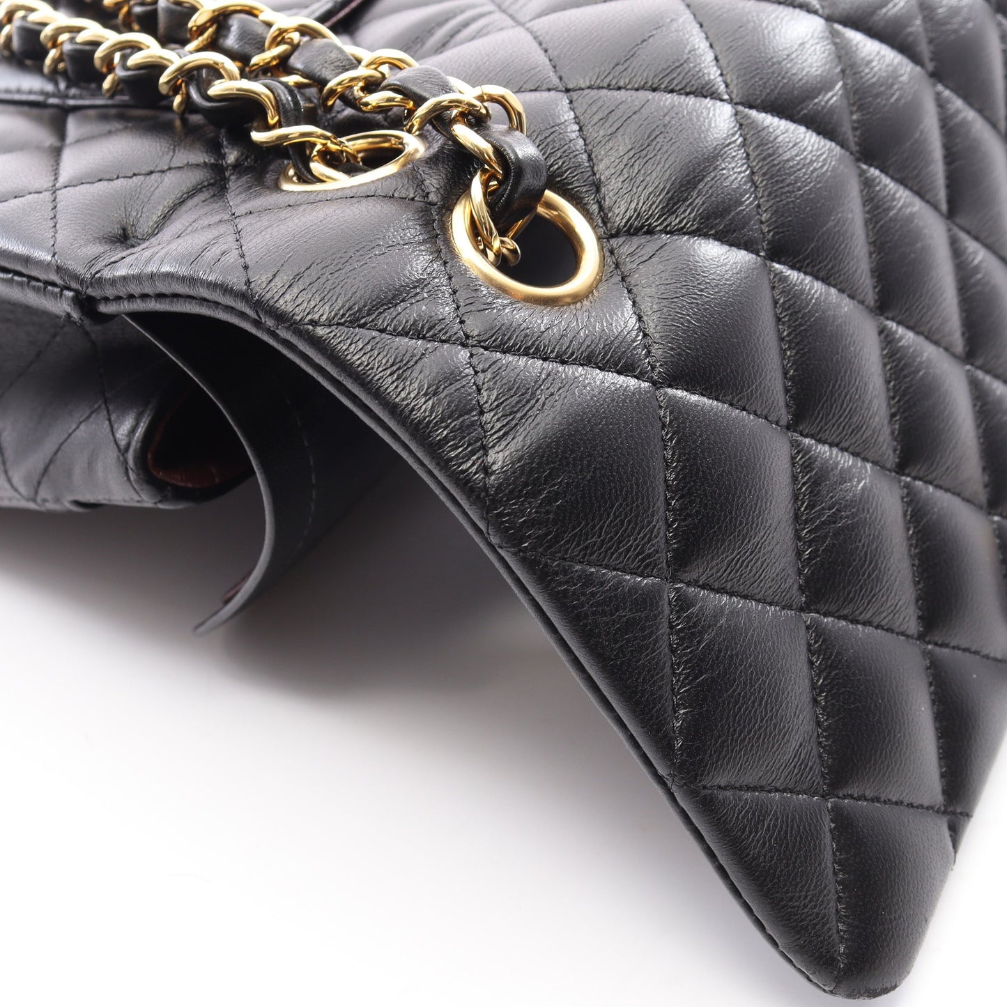 マトラッセ Wフラップ Wチェーンショルダーバッグ ラムスキン ブラック ゴールド金具 シャネル バッグ CHANEL