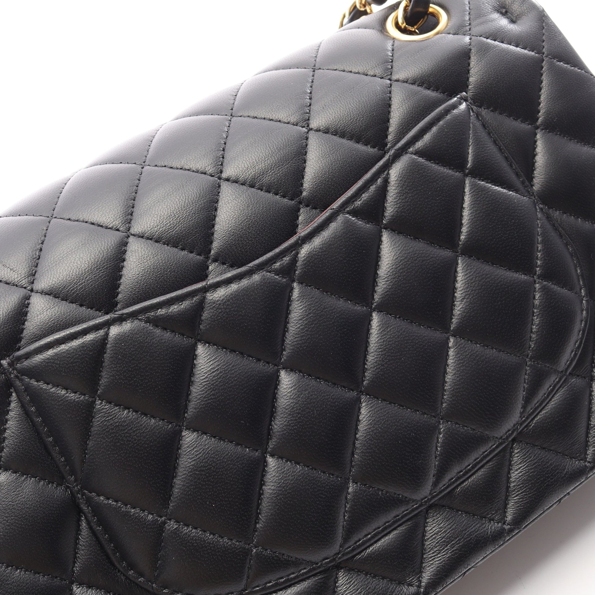 マトラッセ Wフラップ Wチェーンショルダーバッグ ラムスキン ブラック ゴールド金具 シャネル バッグ CHANEL
