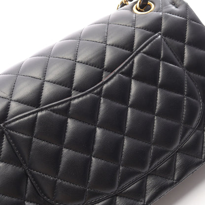 マトラッセ Wフラップ Wチェーンショルダーバッグ ラムスキン ブラック ゴールド金具 シャネル バッグ CHANEL