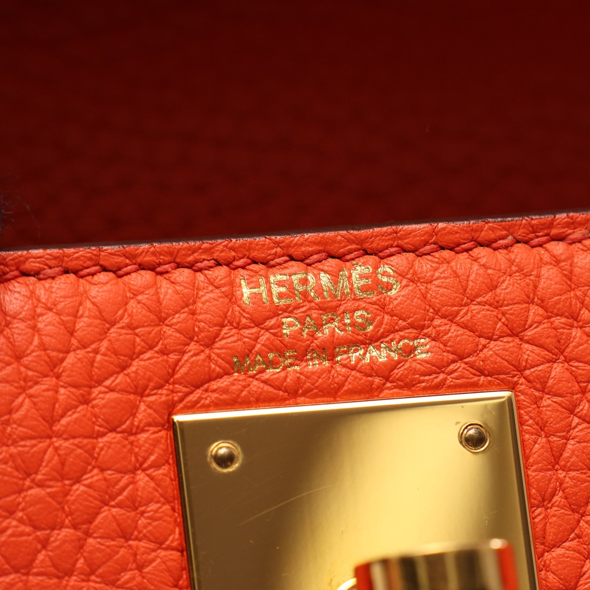ケリー28 内縫い 2WAY ハンドバッグ トリヨンクレマンス オレンジ ゴールド金具 T刻印 エルメス バッグ HERMES