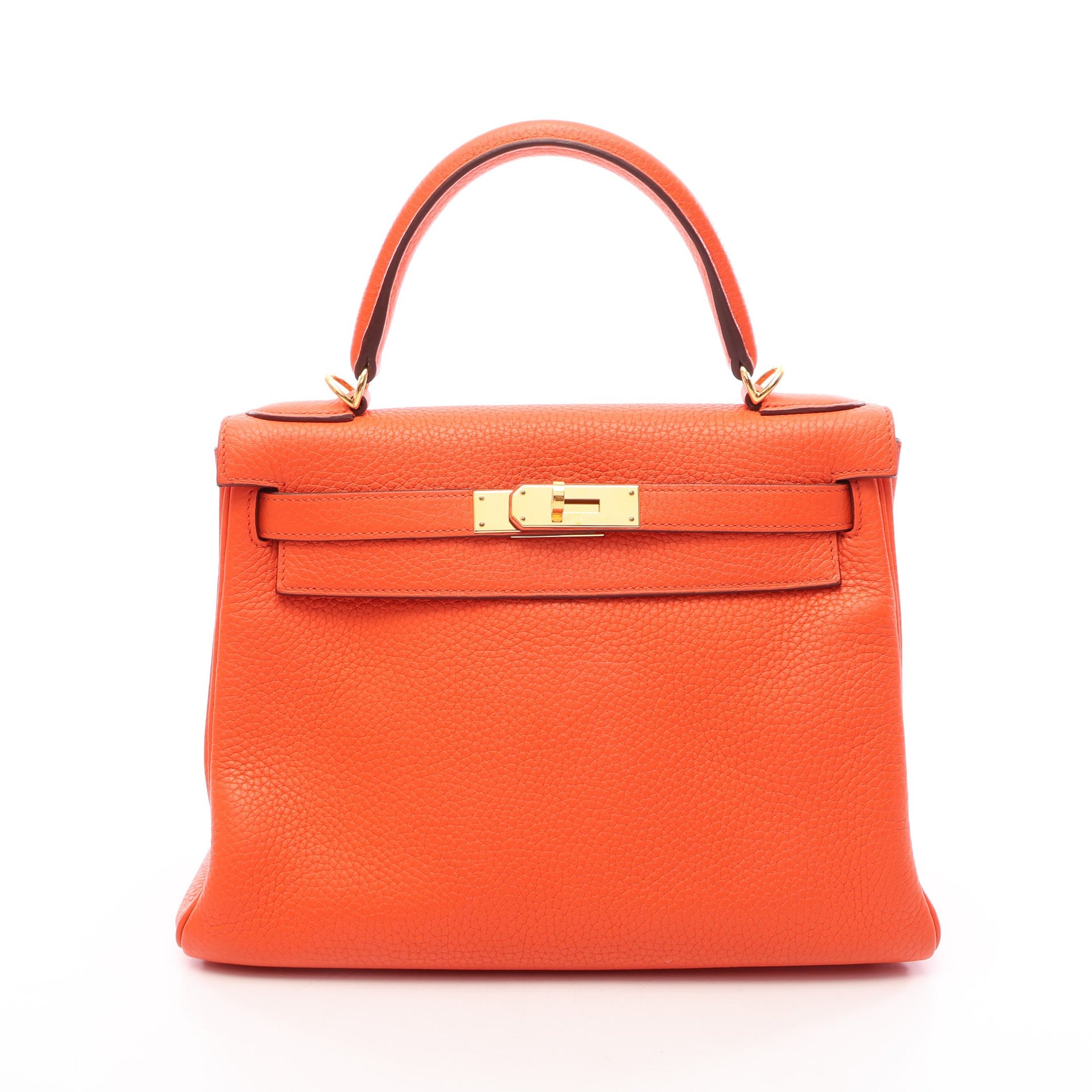 ケリー28 内縫い 2WAY ハンドバッグ トリヨンクレマンス オレンジ ゴールド金具 T刻印 エルメス バッグ HERMES