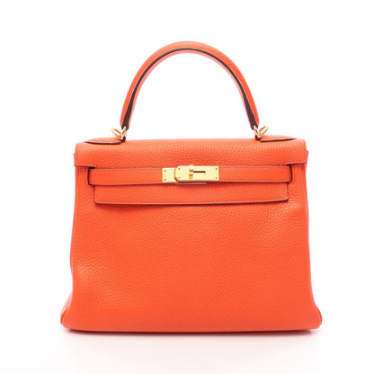 ケリー28 内縫い 2WAY ハンドバッグ トリヨンクレマンス オレンジ ゴールド金具 T刻印 エルメス バッグ HERMES
