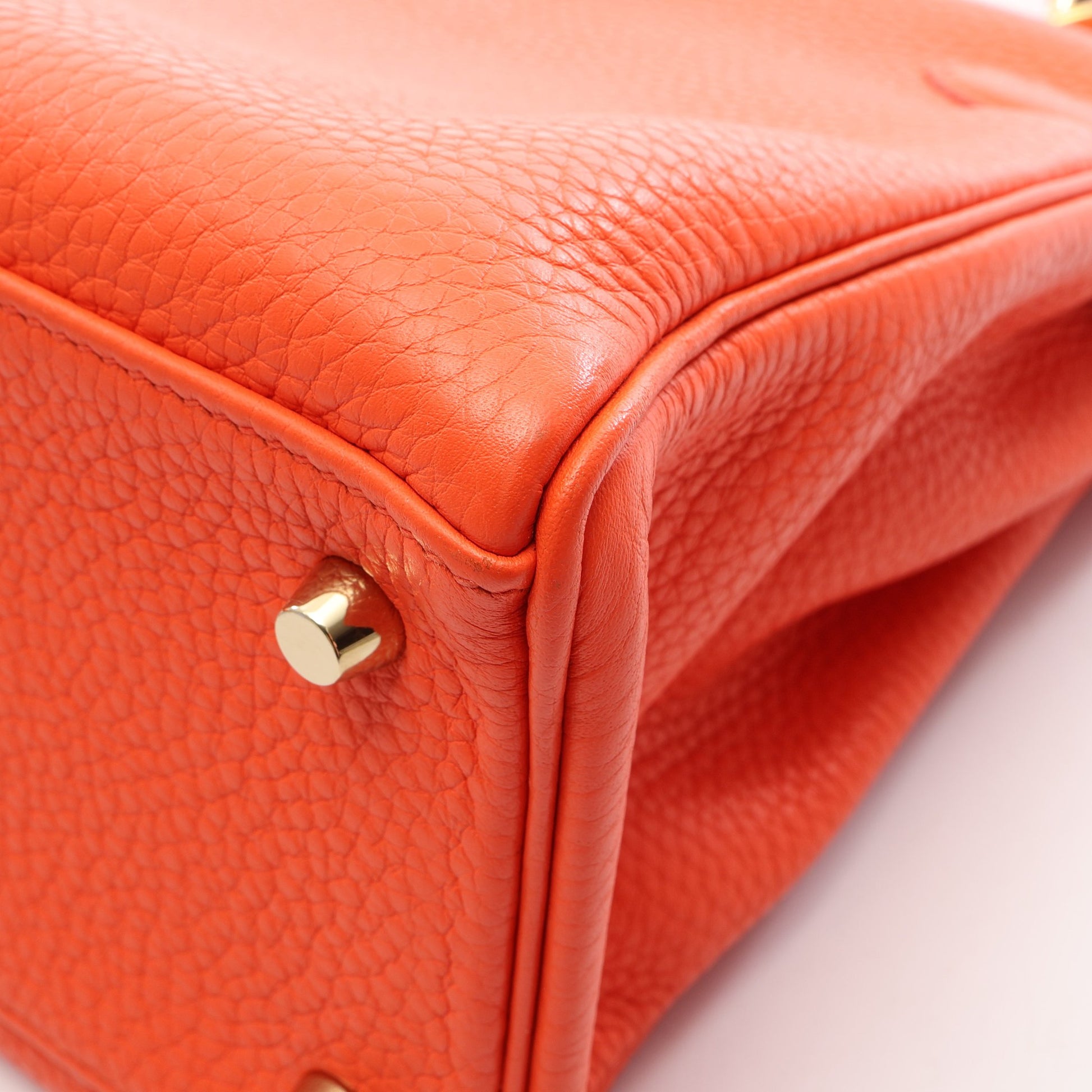 ケリー28 内縫い 2WAY ハンドバッグ トリヨンクレマンス オレンジ ゴールド金具 T刻印 エルメス バッグ HERMES