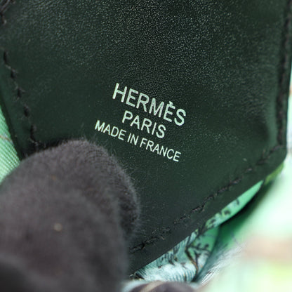 バルソワ ハンドバッグ シルク レザー ライトグリーン マルチカラー シルバー金具 B刻印 エルメス バッグ HERMES