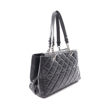マトラッセ チェーンショルダーバッグ チェーントートバッグ レザー ブラック シルバー金具 シャネル バッグ CHANEL