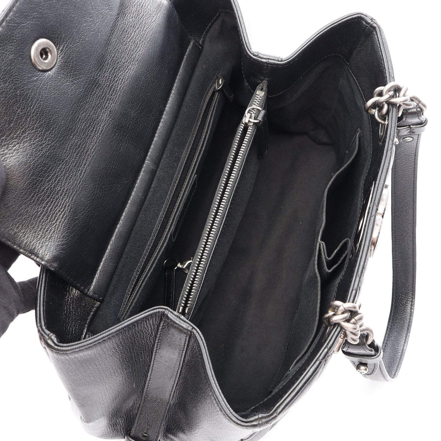 マトラッセ チェーンショルダーバッグ チェーントートバッグ レザー ブラック シルバー金具 シャネル バッグ CHANEL