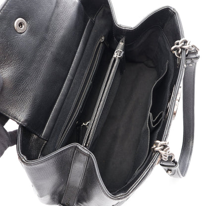マトラッセ チェーンショルダーバッグ チェーントートバッグ レザー ブラック シルバー金具 シャネル バッグ CHANEL