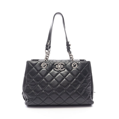 マトラッセ チェーンショルダーバッグ チェーントートバッグ レザー ブラック シルバー金具 シャネル バッグ CHANEL