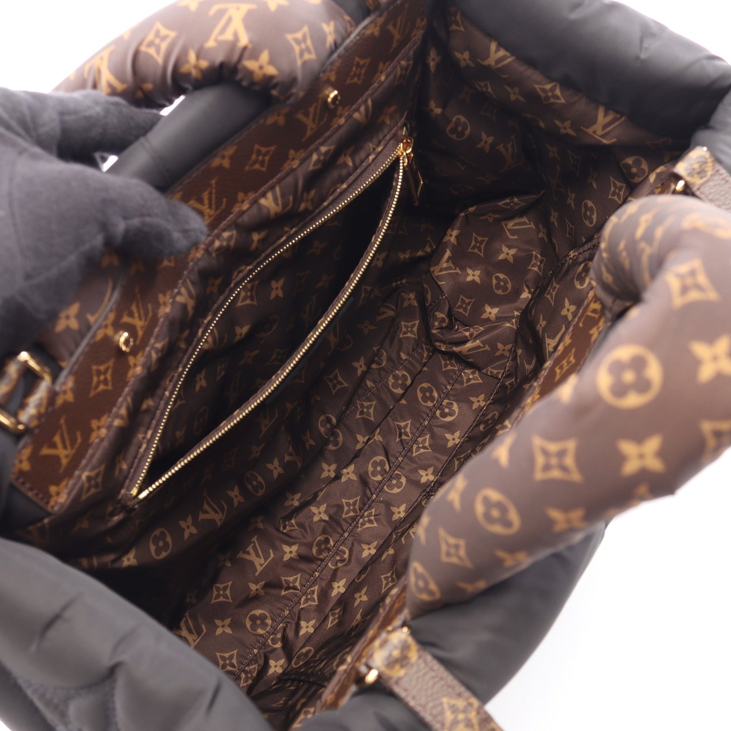オンザゴーMM LVピロー 2WAY ショルダーバッグ トートバッグ ナイロン PVC ブラック ブラウン ルイヴィトン バッグ LOUIS VUITTON
