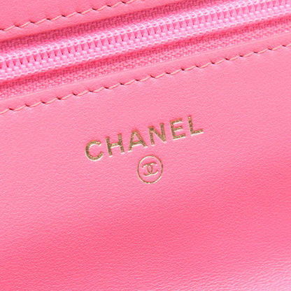 シェブロン Vステッチ チェーンウォレット レザー ピンク ゴールド金具 シャネル バッグ CHANEL