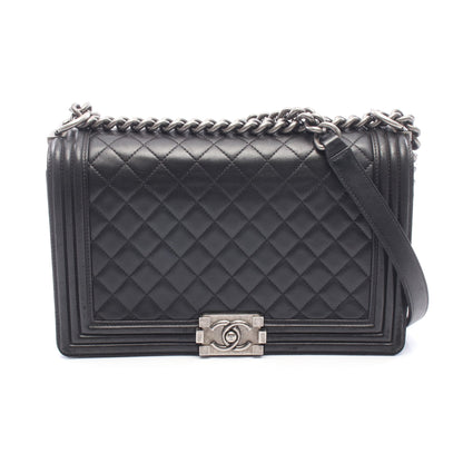 ボーイシャネル ラージ マトラッセ チェーンショルダーバッグ ラムスキン ブラック シルバー金具 シャネル バッグ CHANEL