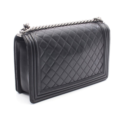ボーイシャネル ラージ マトラッセ チェーンショルダーバッグ ラムスキン ブラック シルバー金具 シャネル バッグ CHANEL