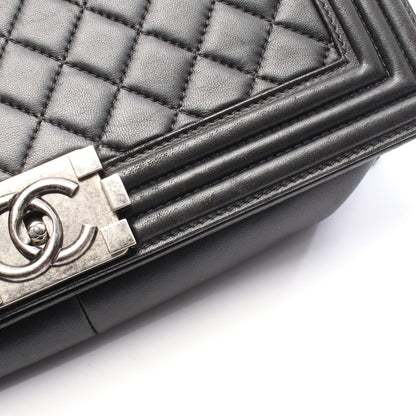 ボーイシャネル ラージ マトラッセ チェーンショルダーバッグ ラムスキン ブラック シルバー金具 シャネル バッグ CHANEL
