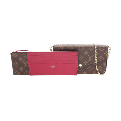 ポシェット フェリシー モノグラム フューシャ チェーンウォレット PVC レザー ブラウン ルイヴィトン バッグ LOUIS VUITTON